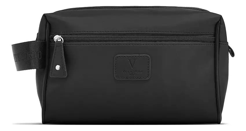 Vittorio Herre toilettaske med 3 rum sort nylon - 1 stk.