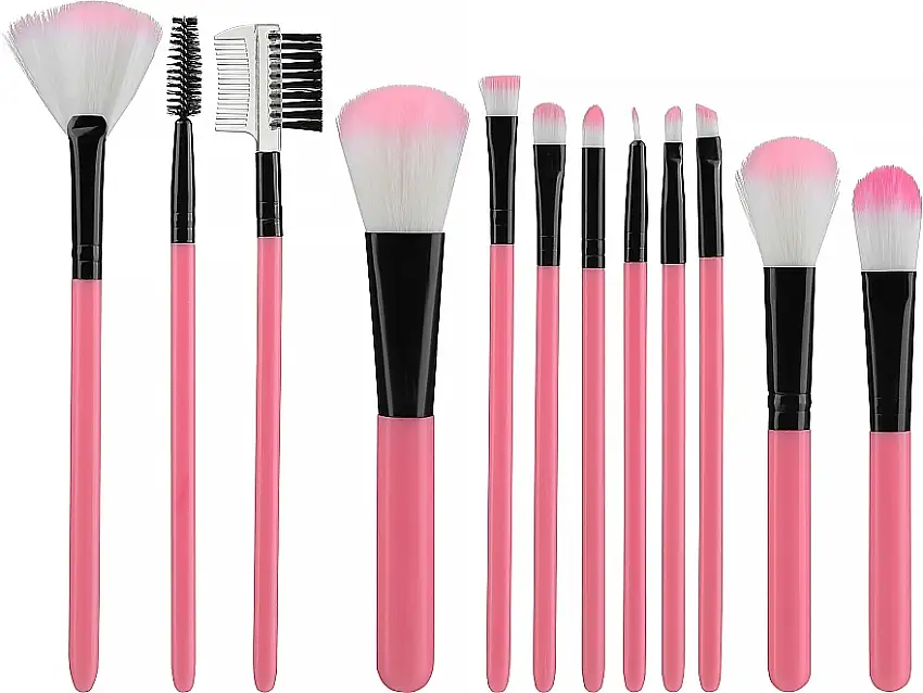 Makeupbørste-sæt i tube, lyserød, 12 stk 61247653